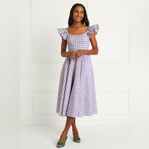 Hill house Daphne Dress in Lilac Clip Dot Check (Gingham)